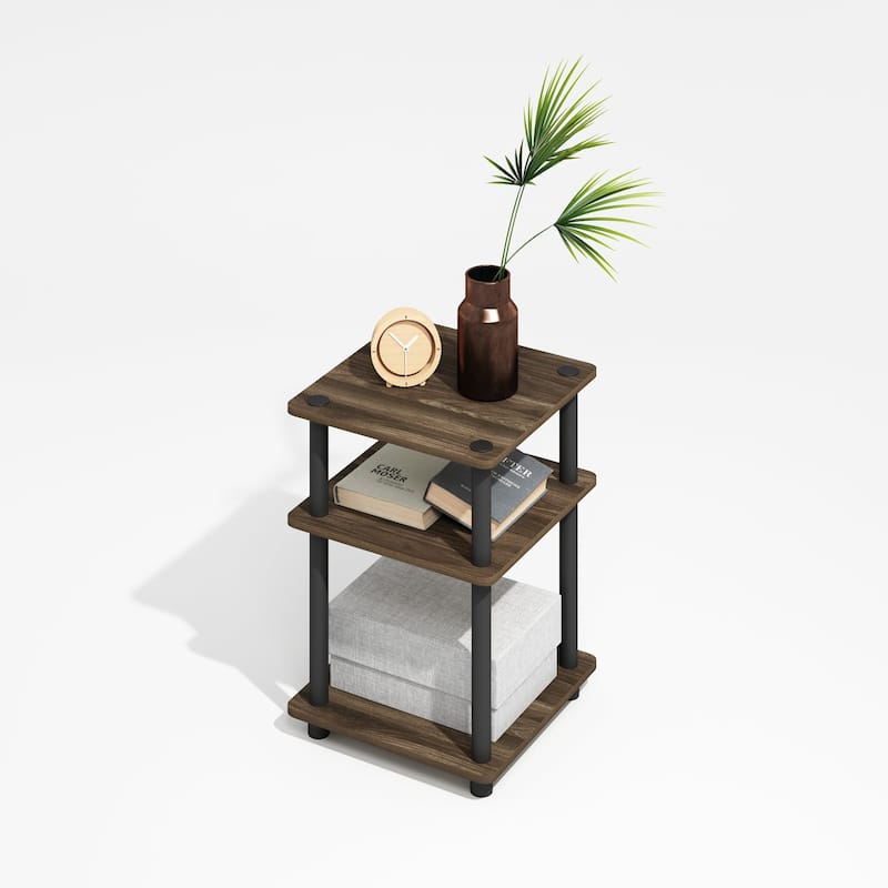 3 Tiers Wood Household Shelving Unit in Brown/Black (14.6 in. W x 20.7 in. H x 14.6 in. D)