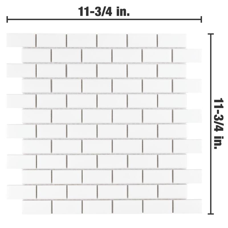 Merola Tile Metro Subway Matte White 11-3/4" x 11-3/4" Porcelain Mosaic Tile