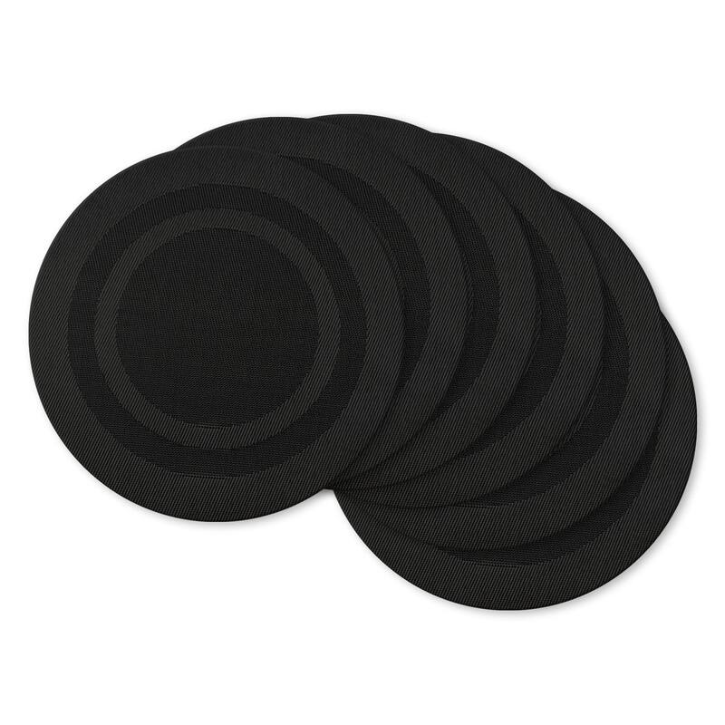 Design Imports Silver Doubleframe Kitchen Placemat Set (Set of 6) - Round - Bordered Black