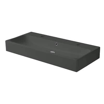 Nameeks Pinto 40" Rectangular Ceramic Vessel, Wall Mounted Bathroom