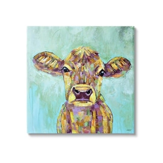 Stupell Modern Cow Farm Animal Portrait Canvas Wall Art by Jen Seeley ...