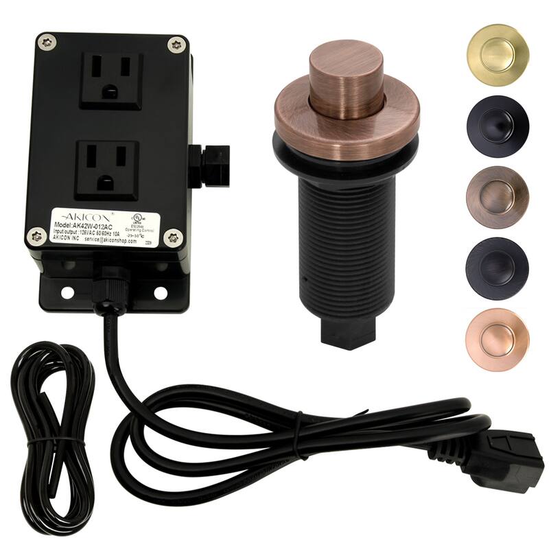 Akicon Garbage Disposal Air Switch Kit, Dual Outlet Sink Top Waste Disposal On/Off Switch Kit - Antique Copper