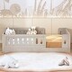 preview thumbnail 17 of 24, Wood Twin Size Floor Bed Toddler Bed Cribs with Surrounded Fences and Small Opening, Curved Design Protects Baby Kids Safe