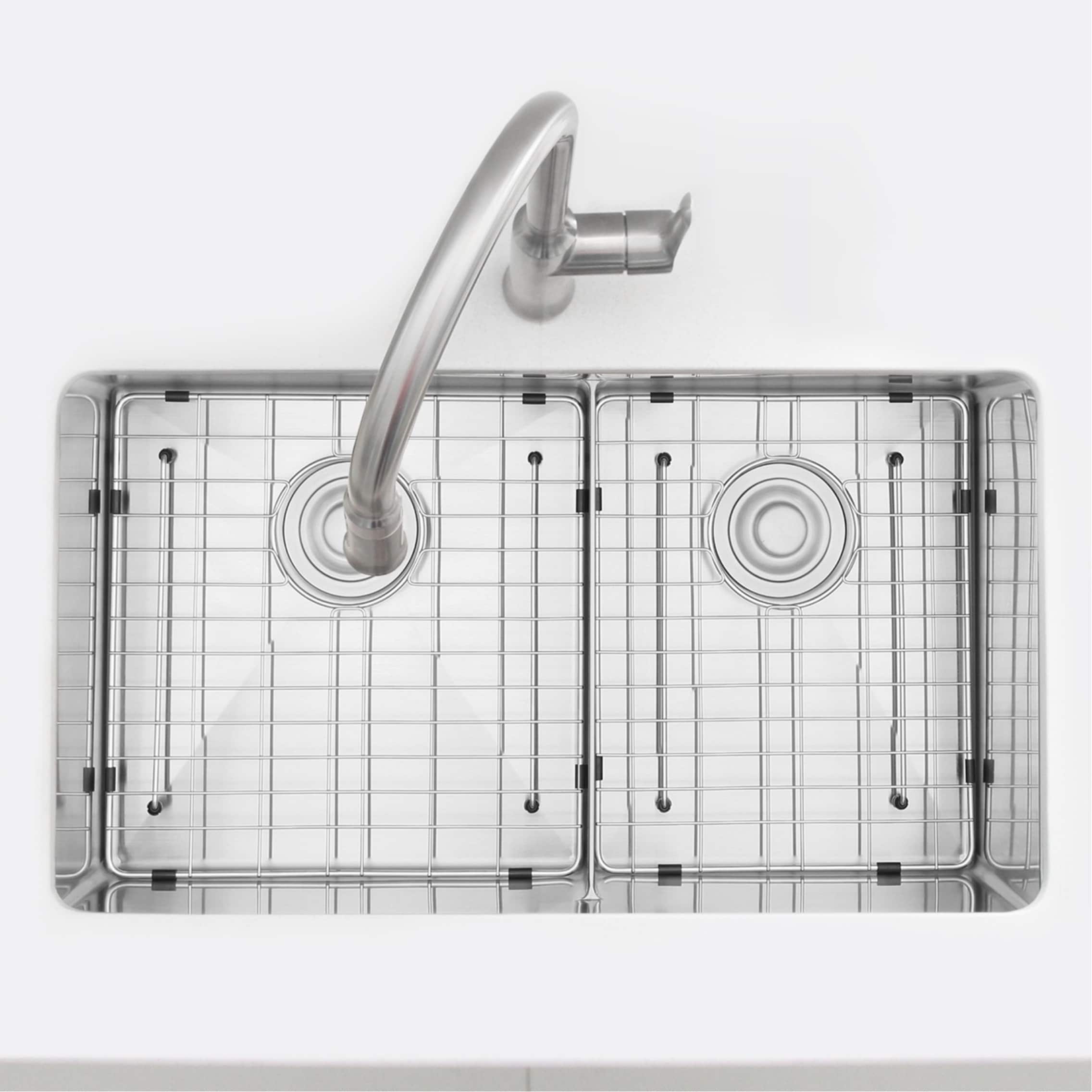 STYLISH 32 inch Stainless Steel 16G Double Bowl Low Divider Undermount Sink - 32" x 18" x 10"