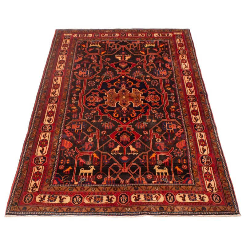 ECARPETGALLERY Hand-knotted Anatolian Vintage Black, Red Wool Rug - 5'2 x 9'1