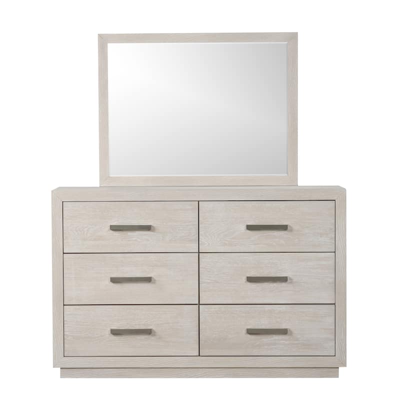 Furniture of America Argentil 2-piece Light Grey Solid Wood 6-Drawer Dresser and Mirror Set