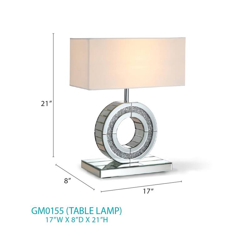Decor 20.9 in. Silver Table Lamp with White Lampshade