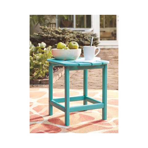 Signature Design by Ashley Sundown Treasure Turquoise Outdoor Poly All Weather Rectangular End Table