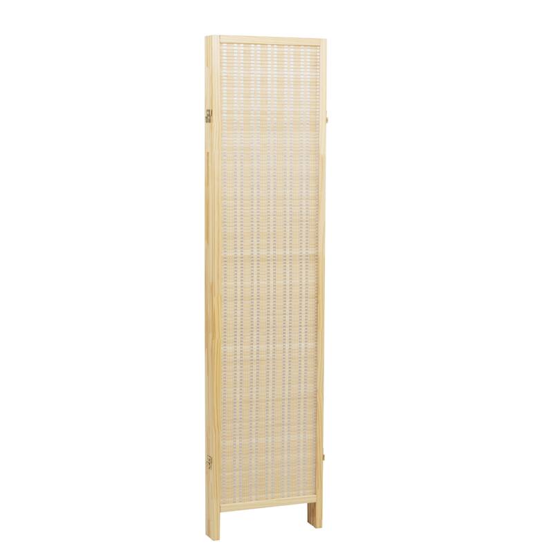 Roundhill Furniture Inkwell 4-Panel Bamboo Room Divider, Folding Portable Partition Screen