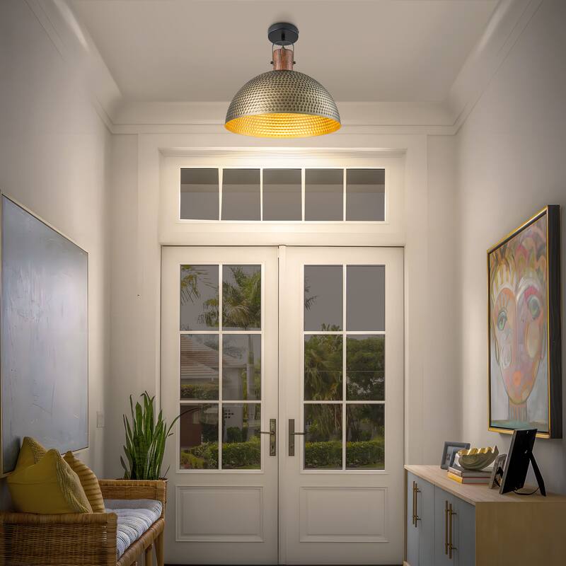 Starsky Modern 11.81in./15.75in.Dome Pendant Light with Hammered Shade