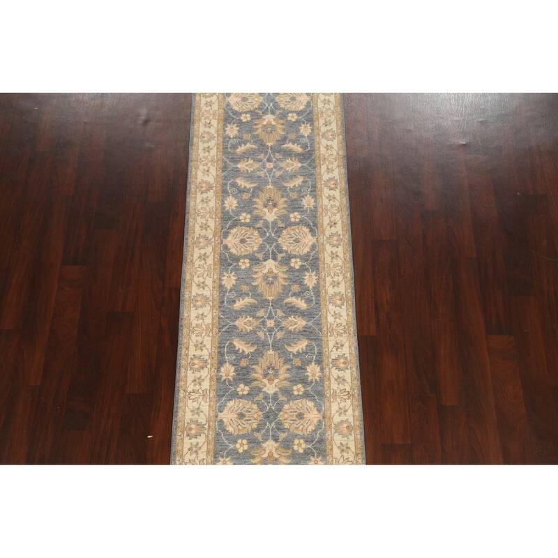 Vegetable Dye Floral Oriental Peshawar Chobi Runner Rug Hand-knotted - 2'8" x 9'8"