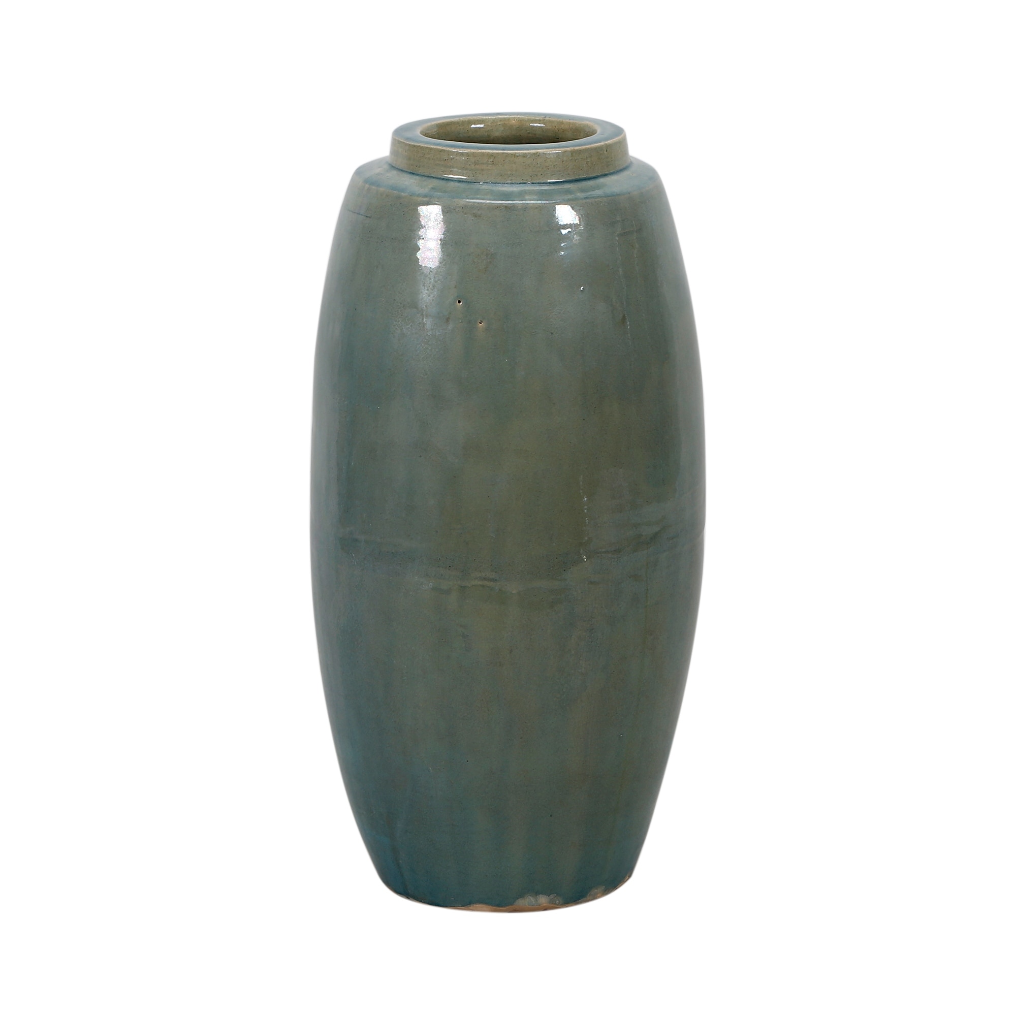 Artissance 15" Tall Vintage Style Blue-Green Ceramic Vase (Size and Finish Vary) - 9" L x 8" W x 15" H