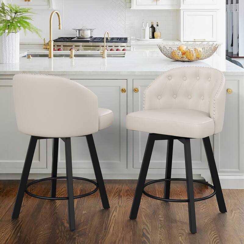 26" Counter Height Bar Stools, Swivel Counter Stools With Backs - 26" H
