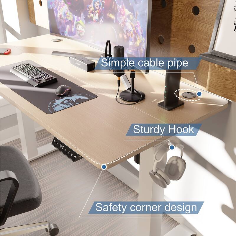 Futzca Height Adjustable Electric Standing Desk Sit Stand Computer Stand up Desk with Splice Board(White)