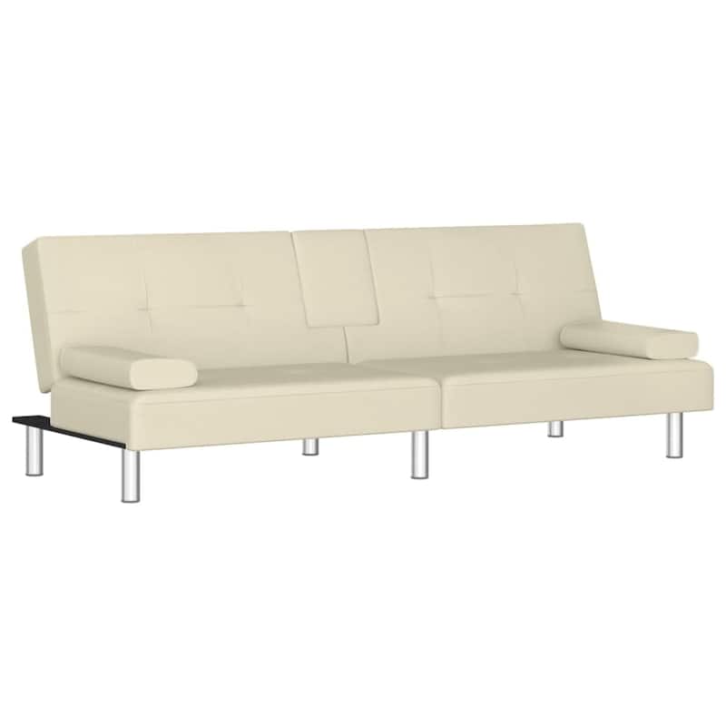 vidaXL Sofa Bed Foldable Sleeper Sofa Couch Bed with Cup Holders Faux Leather - 78.7" x 35" x 27.6"