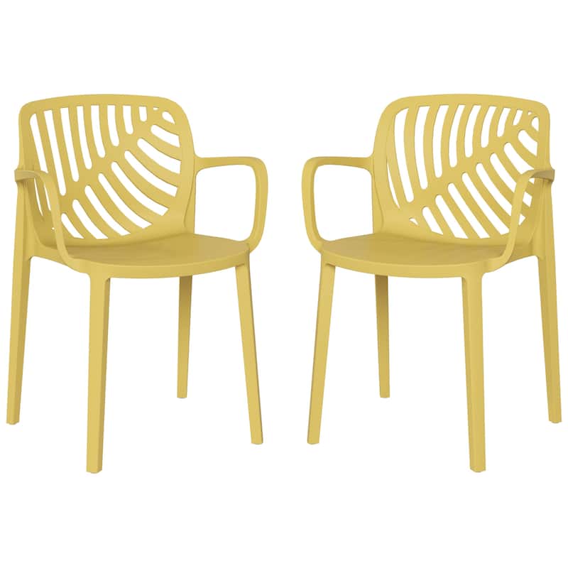 Frond and Form Outdoor Stacking Dining Armchair (Set of 2) - Yellow
