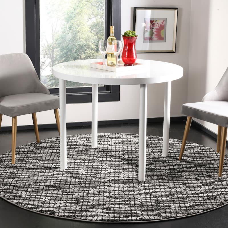SAFAVIEH Porcello Chandrima Modern Rug - 6'7" Round - Light Grey/Charcoal