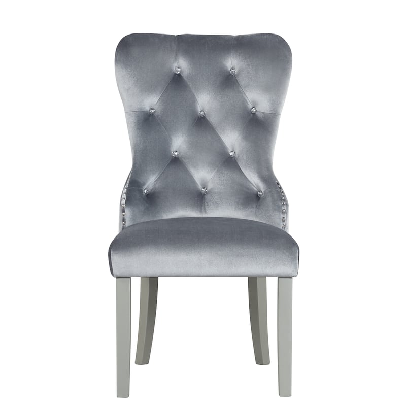 Geneva Silver Champagne Velvet Upholstered Arm Chair (Set of 2)