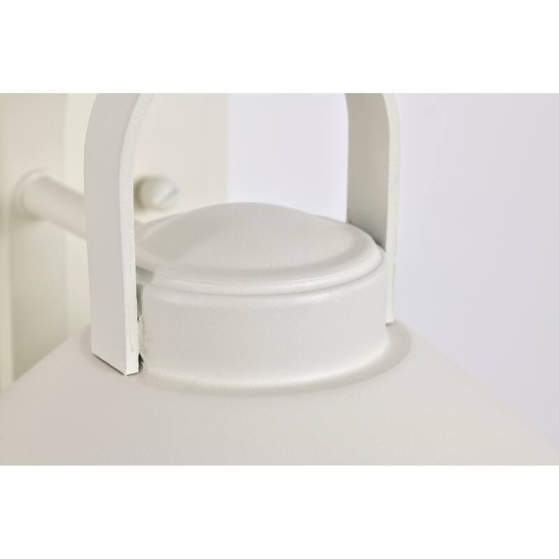 Ridge Small Outdoor Lantern White Finish Clear Seeded Glass