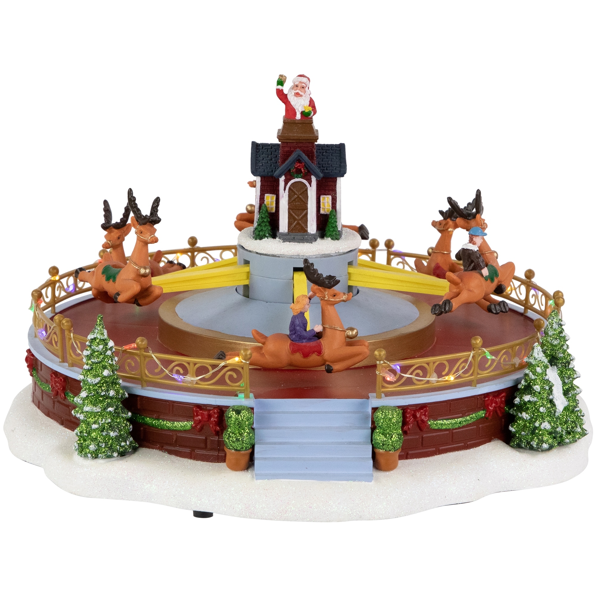 12" Animated and Musical Rockin' Reindeer Ride LED Lighted Christmas Village Display