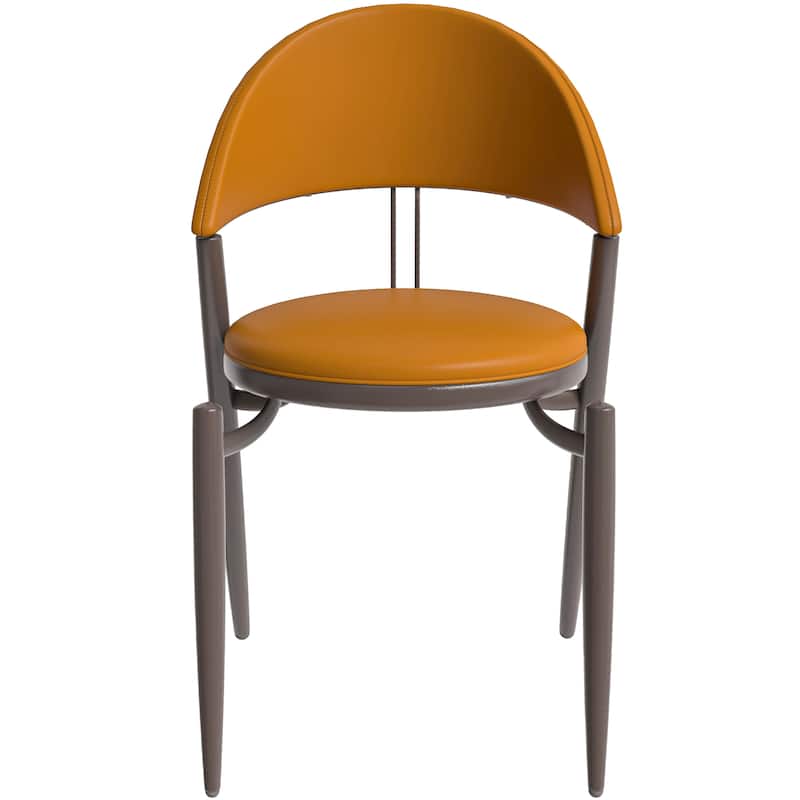 Venice Upholstered Leather Dining Chair (Set of 4) Open Back Accent Side Chair with Iron Legs