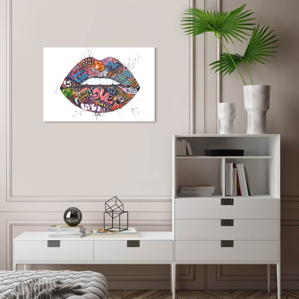 Wynwood Studio Canvas Fashion and Glam Comic Love Purple Modern & Contemporary Wall Art Canvas Print