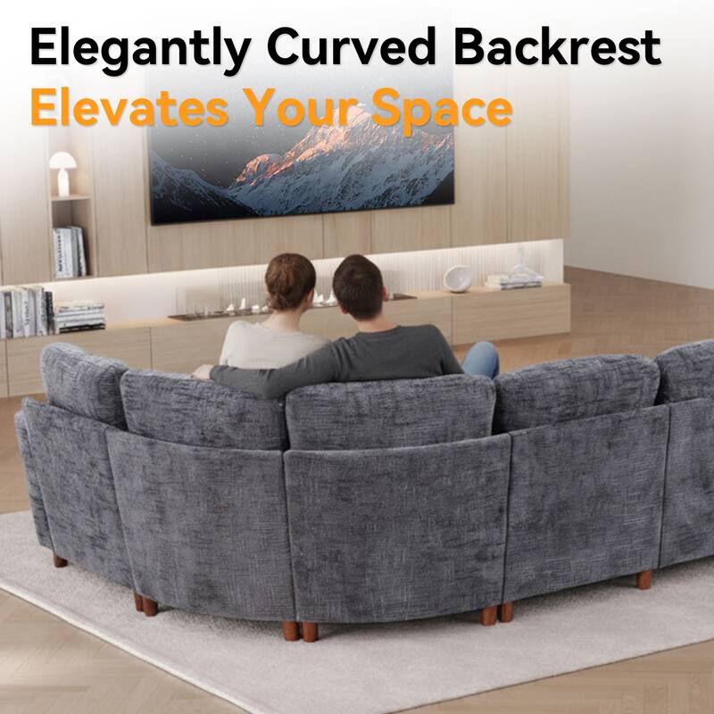 GDFStudio - Modular Chenille L-Shaped 159" 6-Seater Sectional Sofa with Storage & Cup Holders