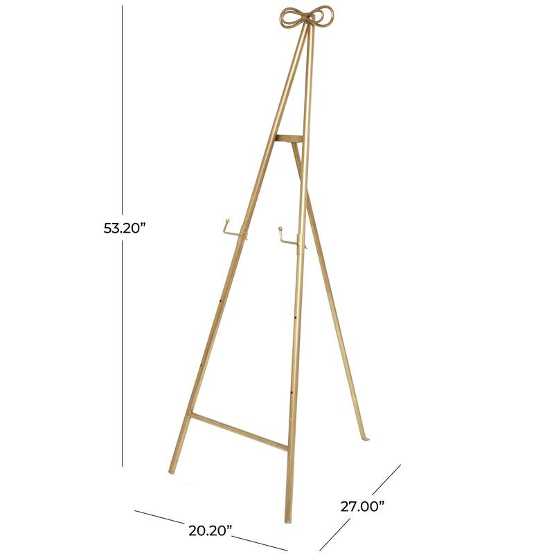 Metal Adjustable 3 Tier Easel with Bow Top - Gold - Roche River Decor