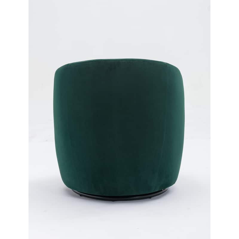 Green Velvet 25.6" Swivel Barrel Chair with Black Coating