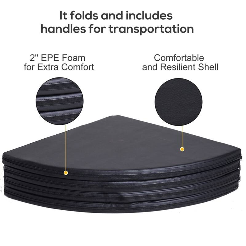 Round Foldable Dance Mat Extra Thick Foam Heavy-Duty PVC Cover Waterproof Portable Exercise Floor Mat Universal Pole