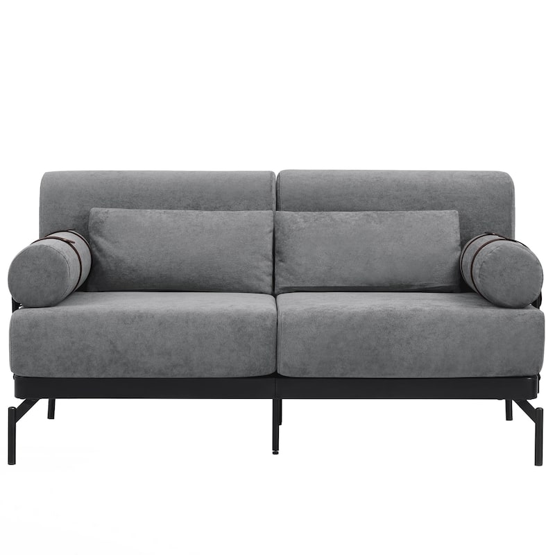 Modern Loveseat Sofa 59" Sofa Couch 2-Seater Sofa with Flexible USB Ports , Unique Cylindrical Armrests for Living Room