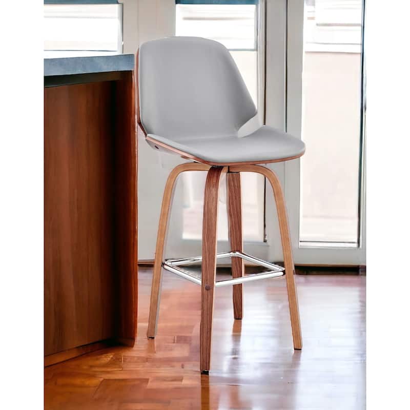 Modern 26" Swivel Bar Stool with Faux Leather Seat and Iron Legs for Kitchen Island - 40”H x 19”W x 20”D