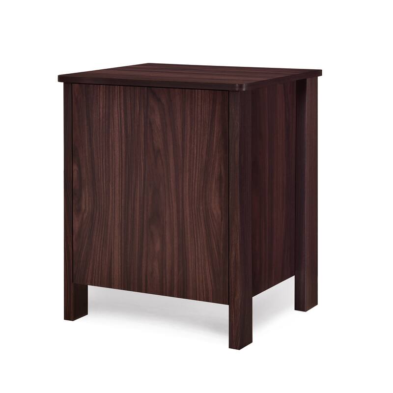 Faux Wood Nightstand with 2 Drawers, Contemporary Design, Easy Toolless Assembly, Storage Organizer for Bedroom