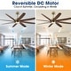 preview thumbnail 9 of 16, 72" Gold Transitional Walnut 8 ABS Blades Propeller Ceiling Fan with Dimmable LED Light and Remote Control, DC Motor