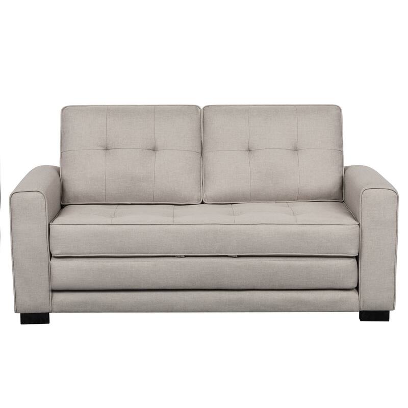 Daisy Modern Fabric Loveseat and Sofa Bed - Beige