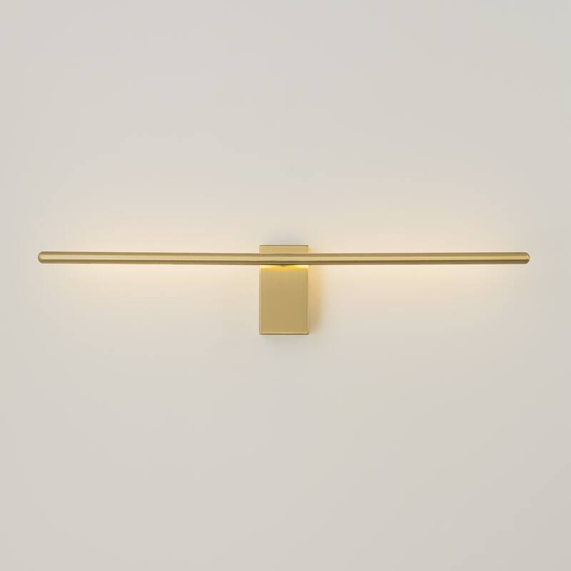 1-Light Modern Gold/Black Linear Bathroom Vanity Light Integrated LED 3000K Rotatable Wall Light