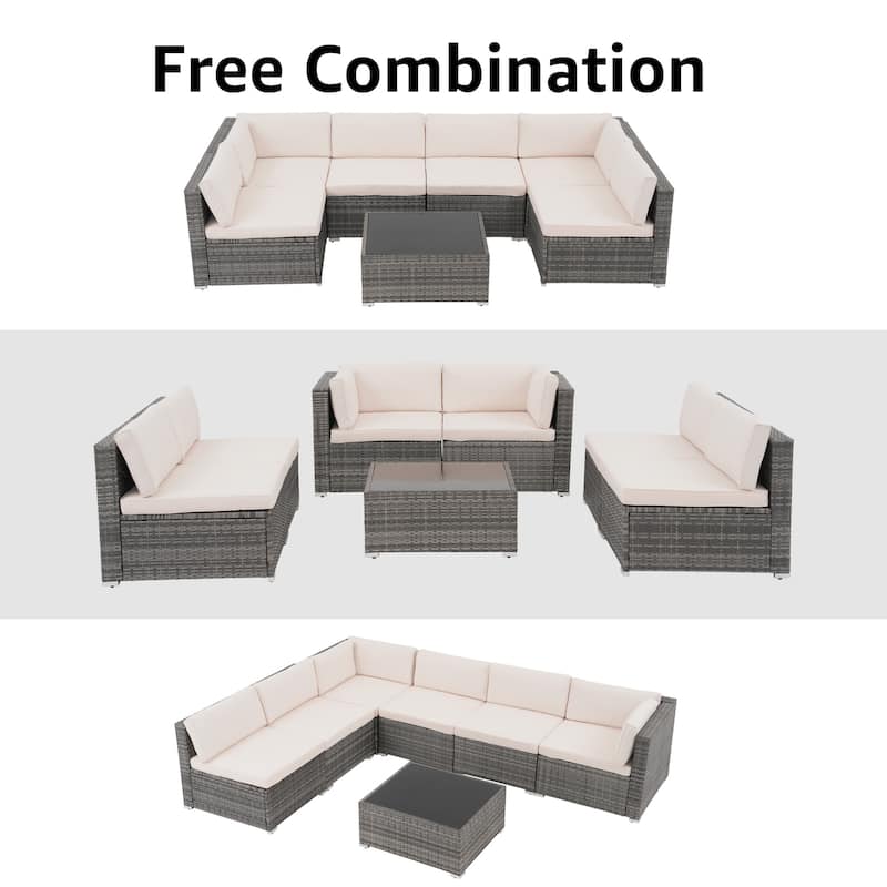 Wicker/ Steel 7-piece Outdoor Cushioned Sectional Sofa Set