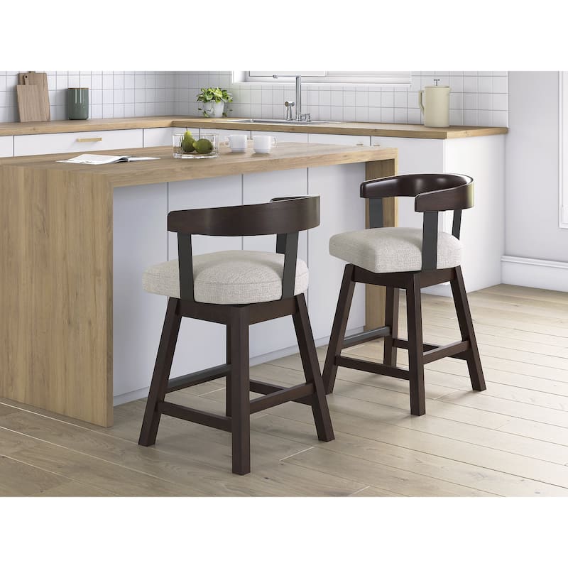 Signature Design by Ashley Ralene Counter Height Bar Stool (Set of 2) - 20"W x 20"D x 34"H - Dark Brown/Gray