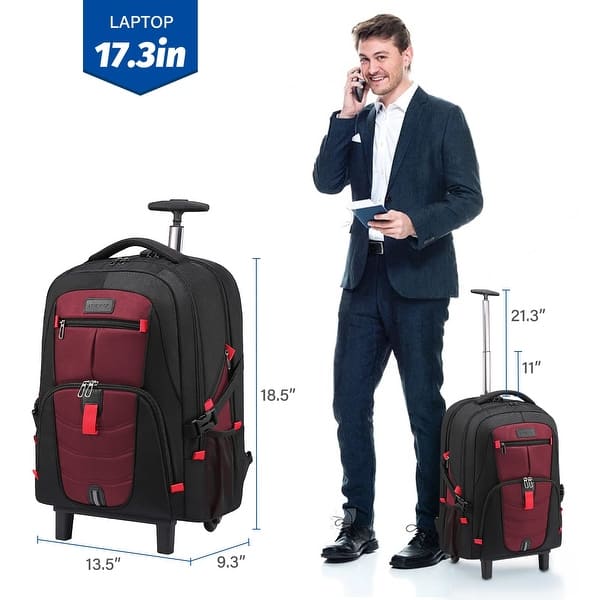 17.3 rolling laptop backpack Rolling Laptop Backpack with Wheels, Waterproof Travel Carry On Business  Backpack for Men, Fits 17 inch (17 inch, Red) - Bed Bath & Beyond