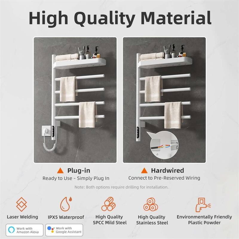 Smart Rotating Heated Towel Rack for Bathroom,Towel Warmer