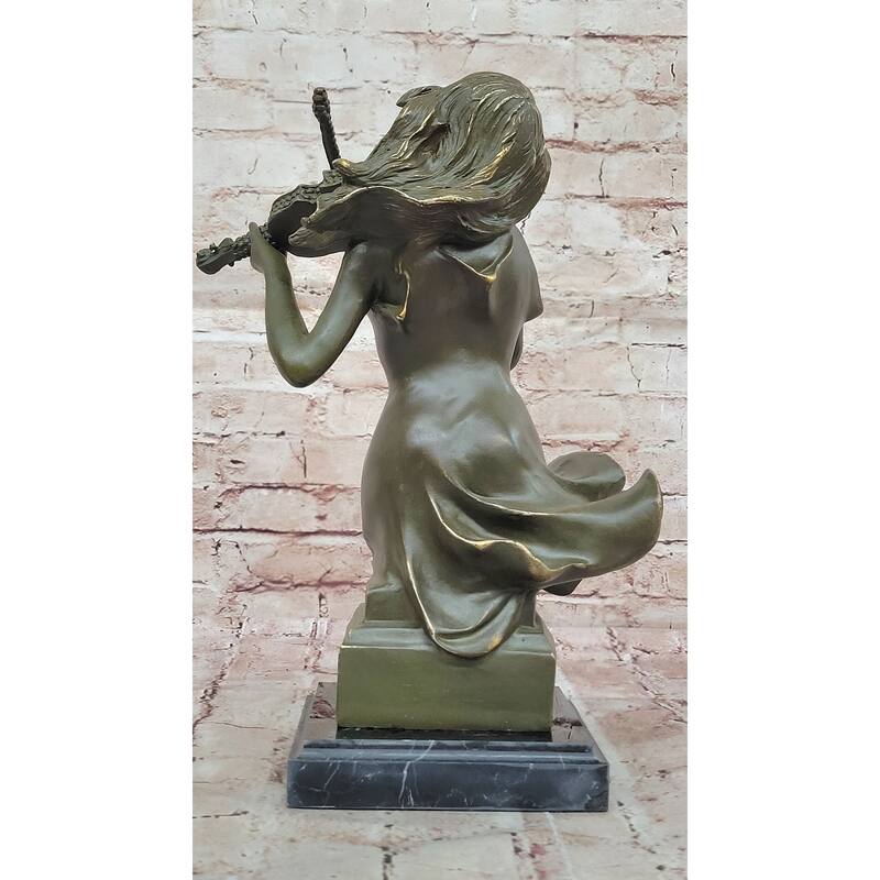 Female Violinist Bronze Sculpture - Classical Music Performer Art