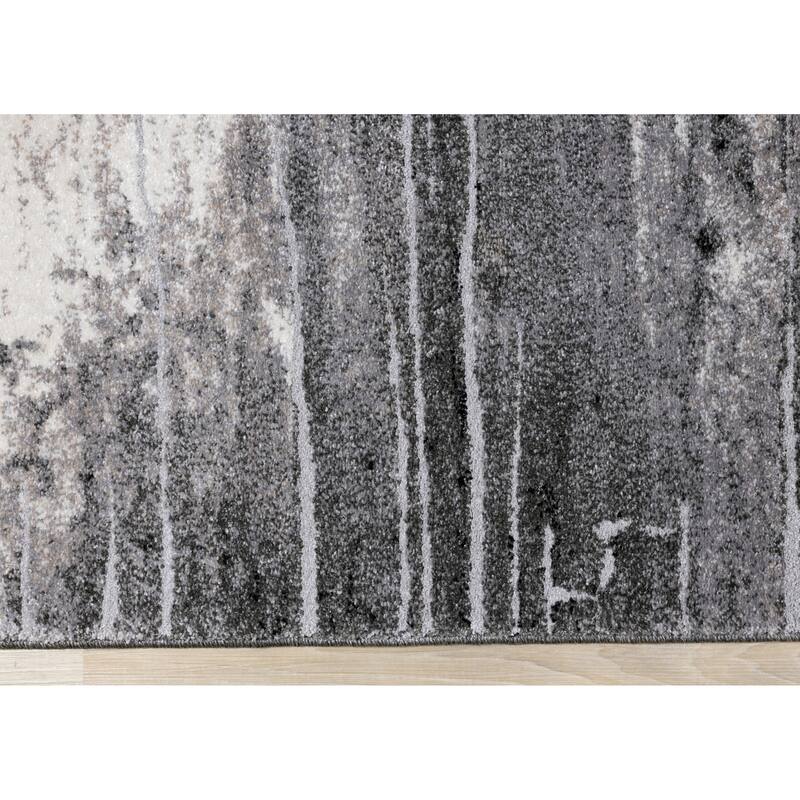 Melbourne Collection - Grey/Cream Distressed Rug