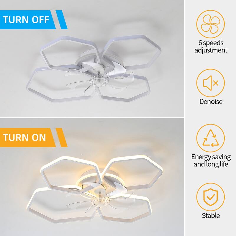 Modern Ceiling Fan Light with Lighting Adjustment and 6 Speed Settings, Reversible DC Motor for Bedroom and Living Room