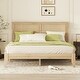 preview thumbnail 2 of 5, Queen Size Platfrom Bed with Support Legs, Rubber Solid Wooden Bed with Rattan Headboard, Enhanced by Support Feet, Natural