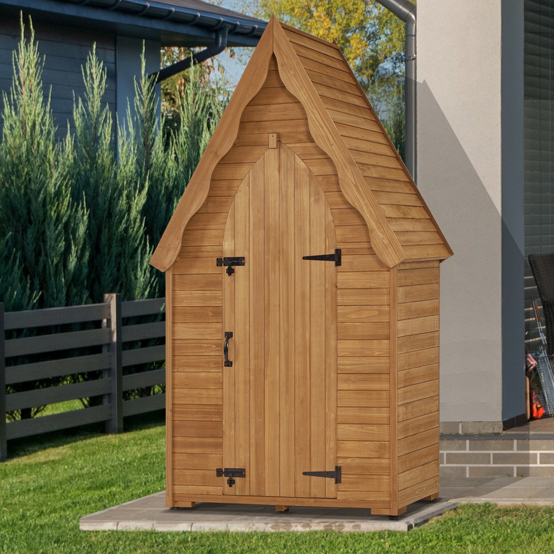 VEIKOUS 10'x6' Outdoor Storage Shed with Galvanized Steel Double Doors - 10×6
