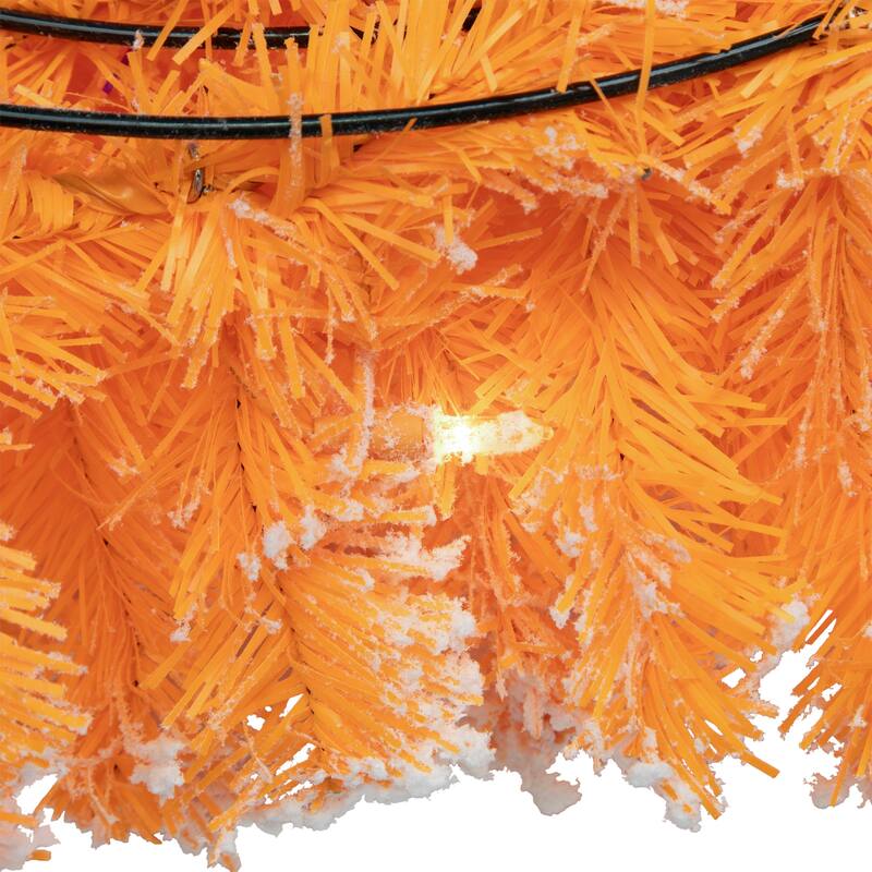 Pre-Lit Flocked Pine Artificial Christmas Wreath - 24" - Orange - Clear Lights