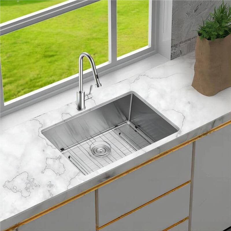26 In 27 In Undermount Stainless Steel Kitchen Sink Single Bowl Basin