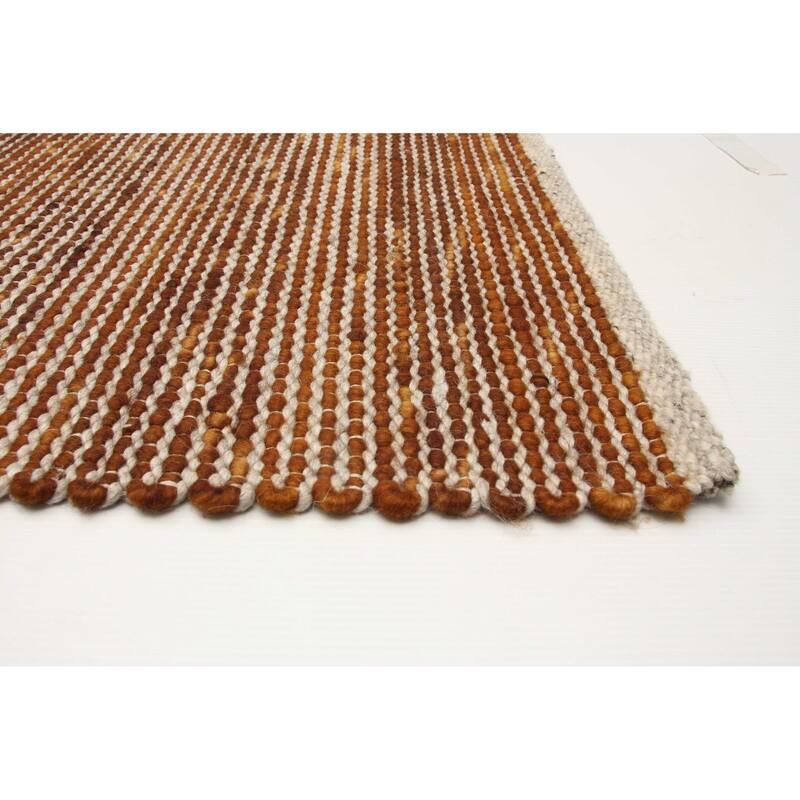 ECARPETGALLERY Braid weave Sienna Brown Wool Rug - 5'0 x 7'10