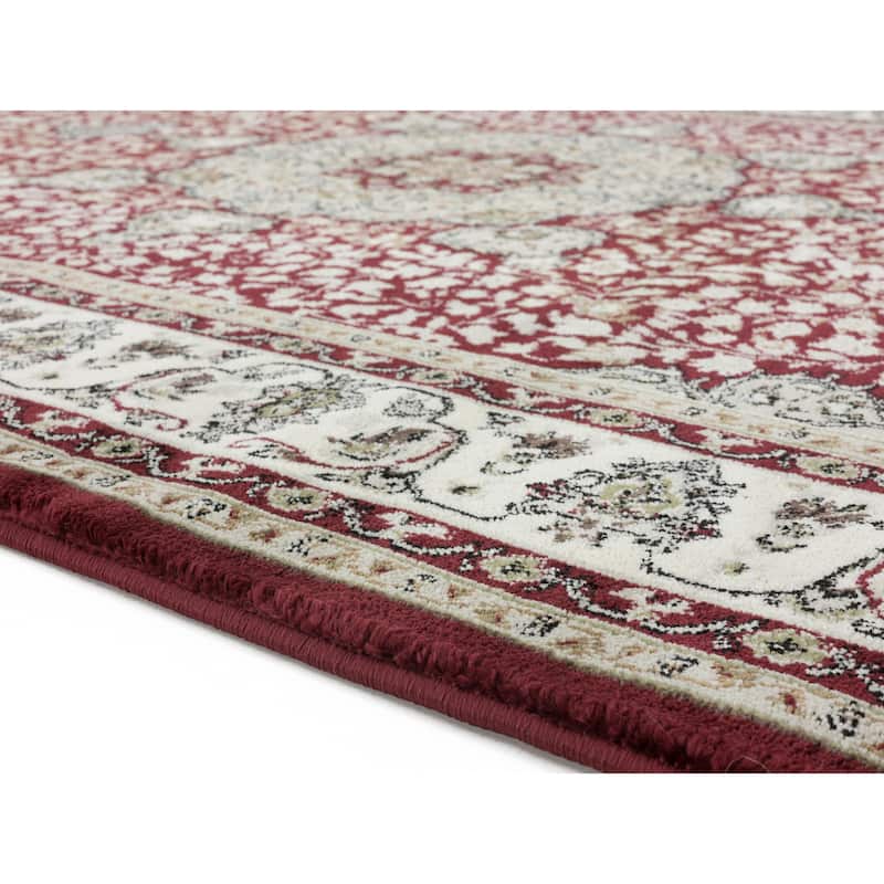Vaso Collection Red/Cream Traditional Polypropylene Area Rug