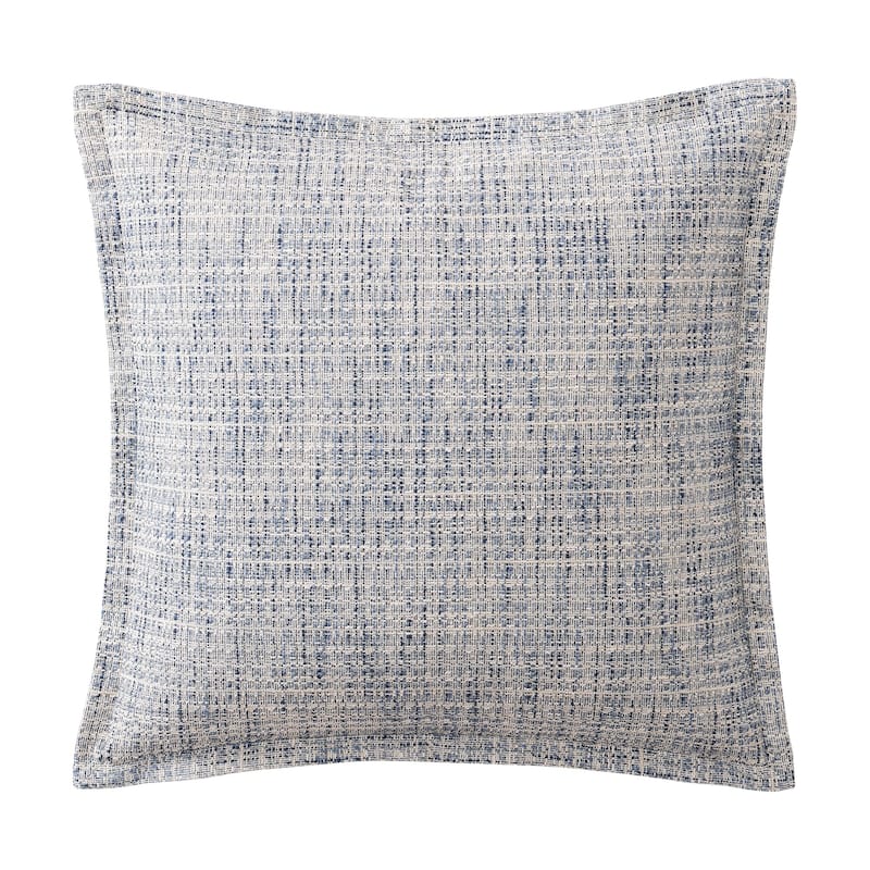 HiEnd Accents Tweed Textured Woven Timeless Classic 27x27 inch Euro Sham - Blue
